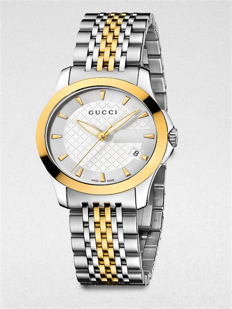 gucci g-timeless two-tone stainless steel bracelet watch|Gucci gold bracelets for women.